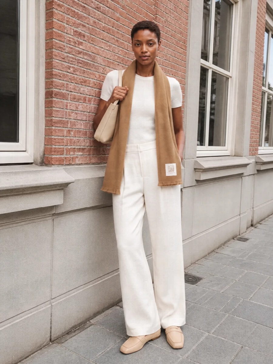 Max mara wide leg trousers ivory extreme cashmere tee