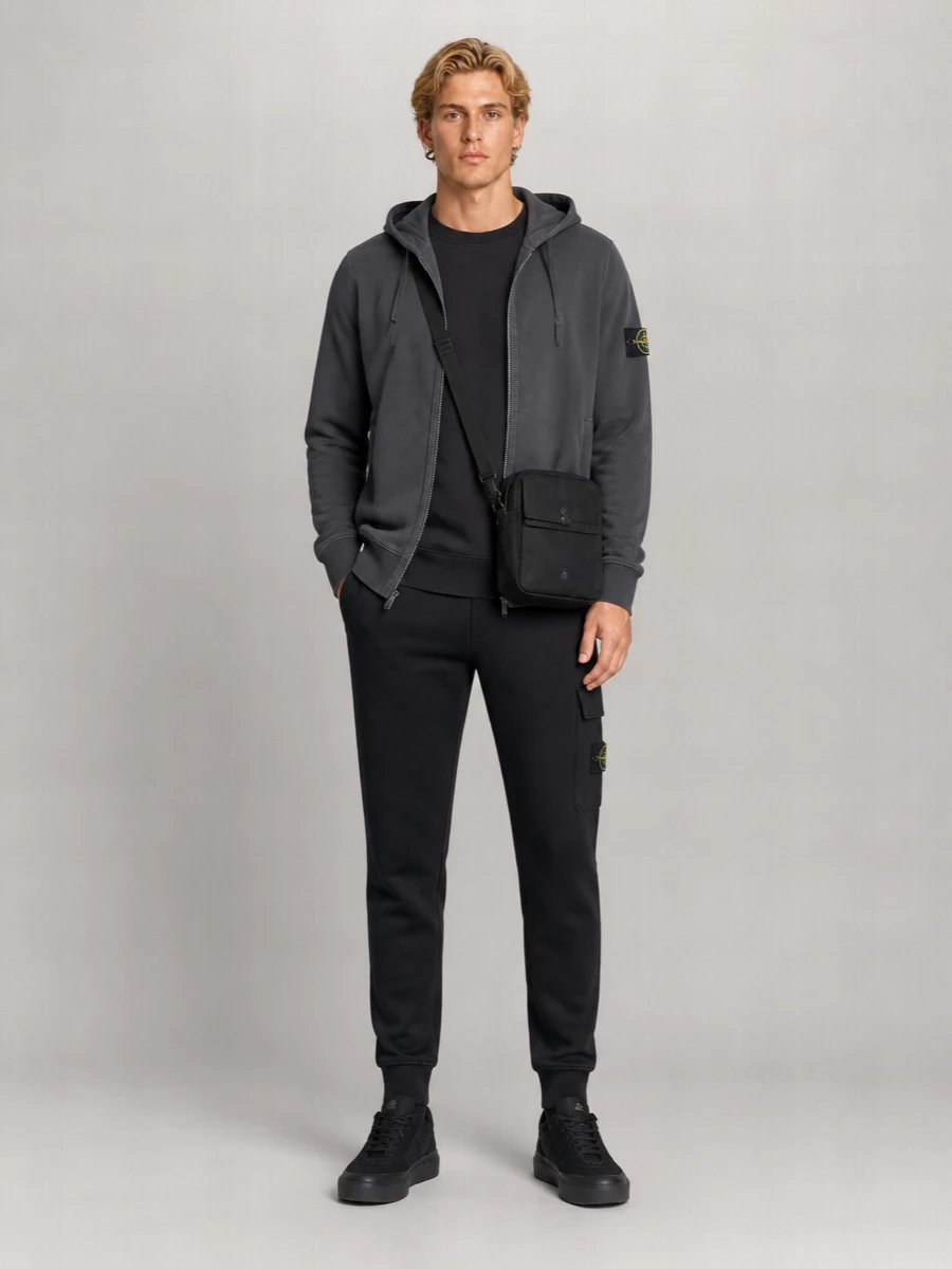Stone Island Cotton Hooded Zip Sweatshirt