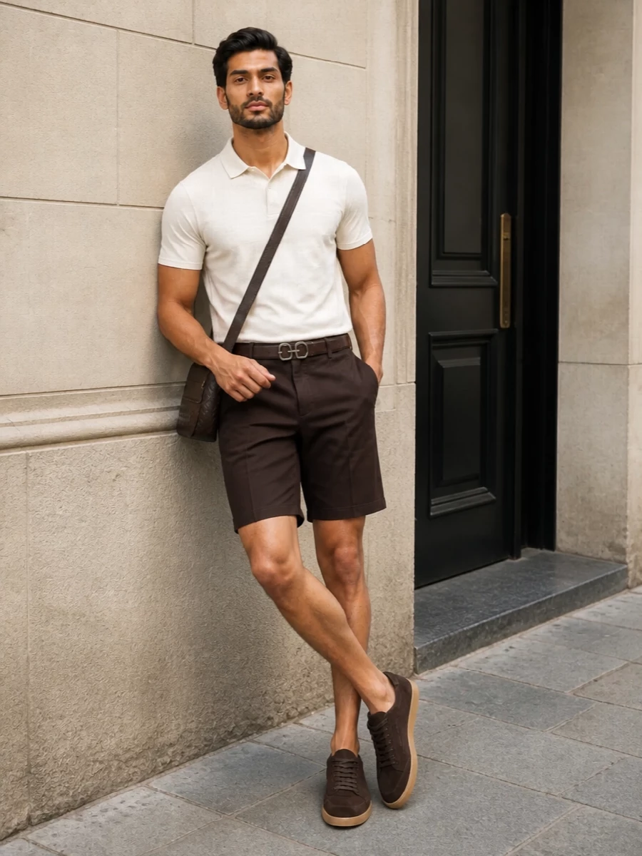Zegna polo chino shorts mens outfit