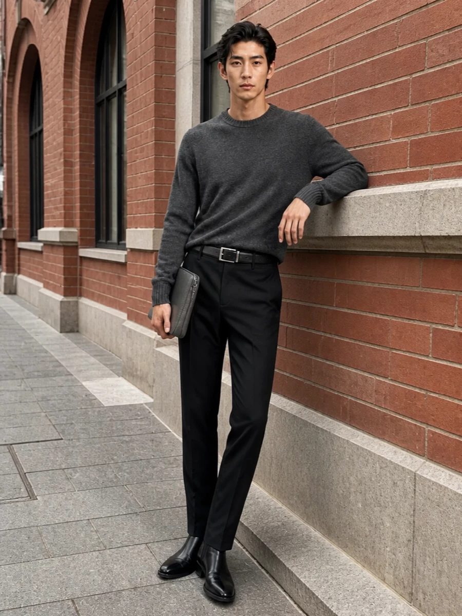 Tom ford charcoal sweater black tailored trousers