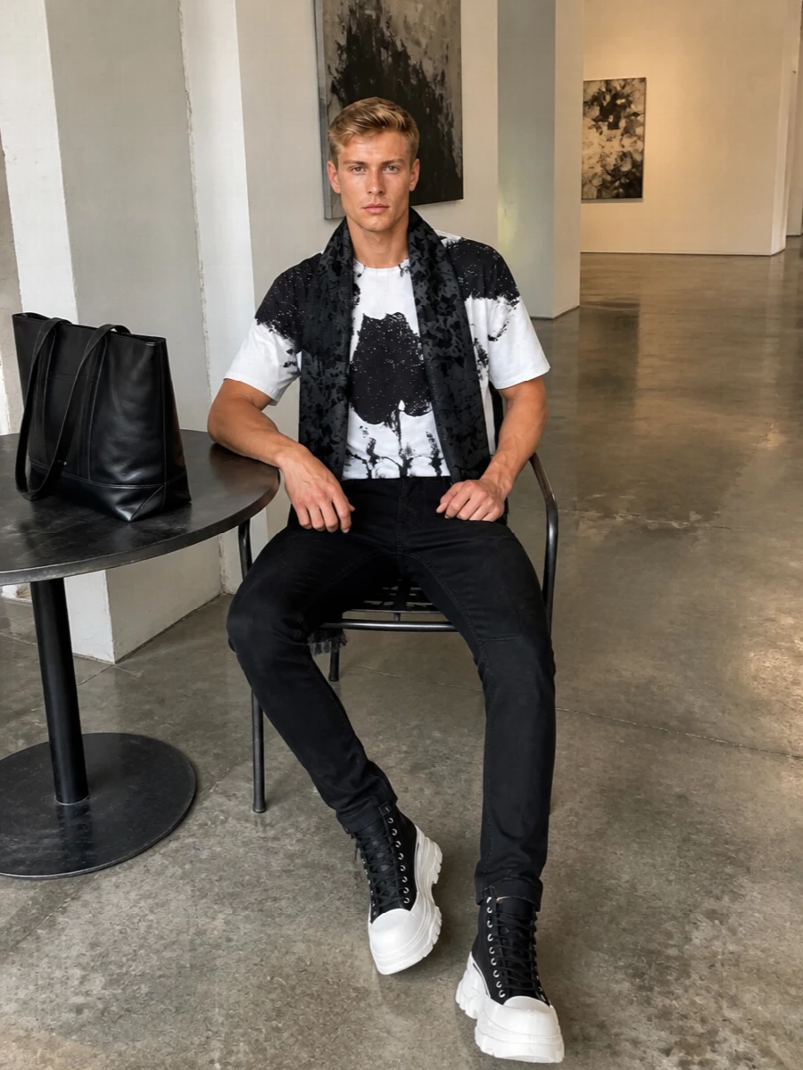 Alexander mcqueen skull tee black biker pants
