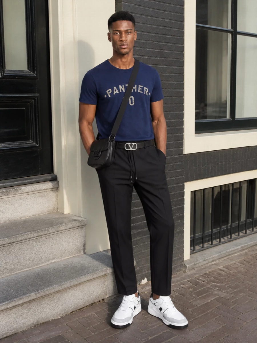 Valentino varsity tee tapered track pants sneakers