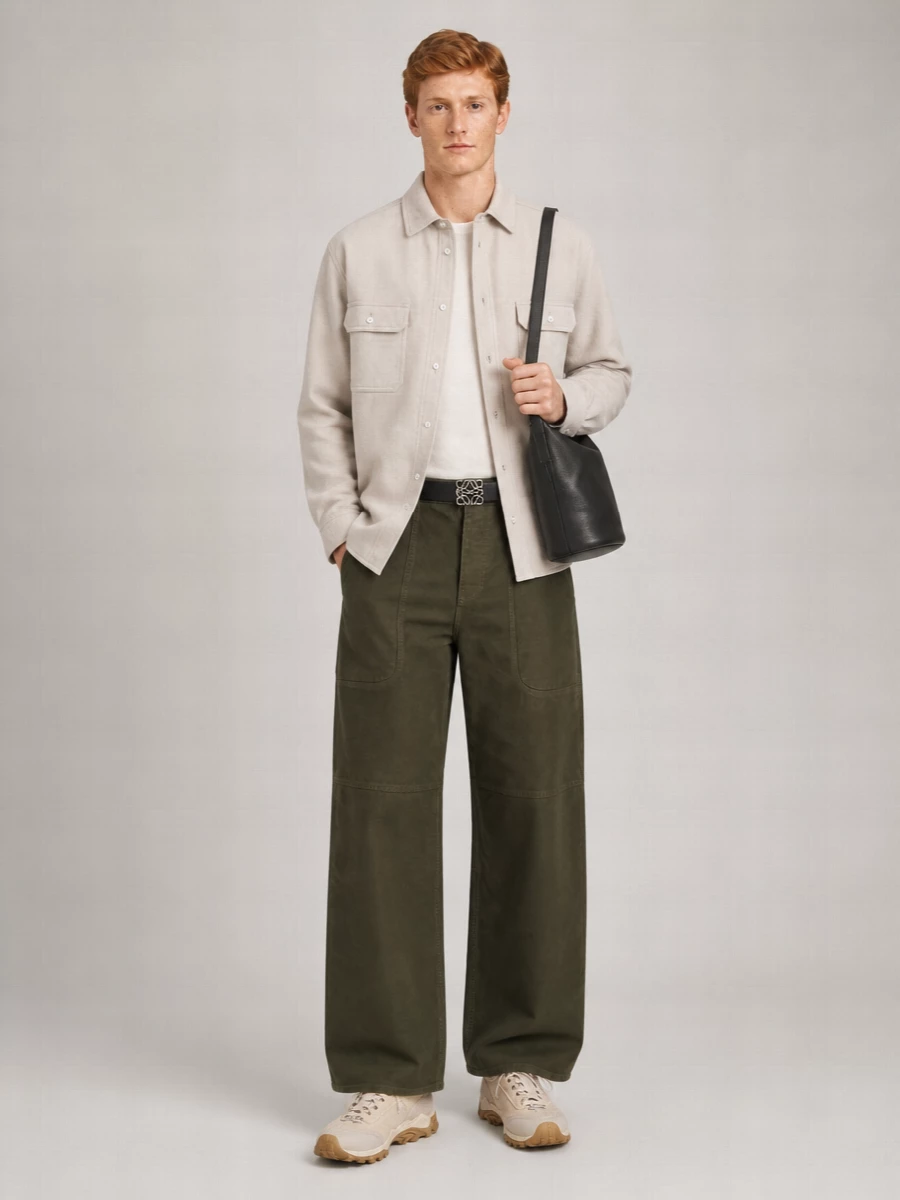 Loewe Cotton Wide-Leg Cargo Trousers