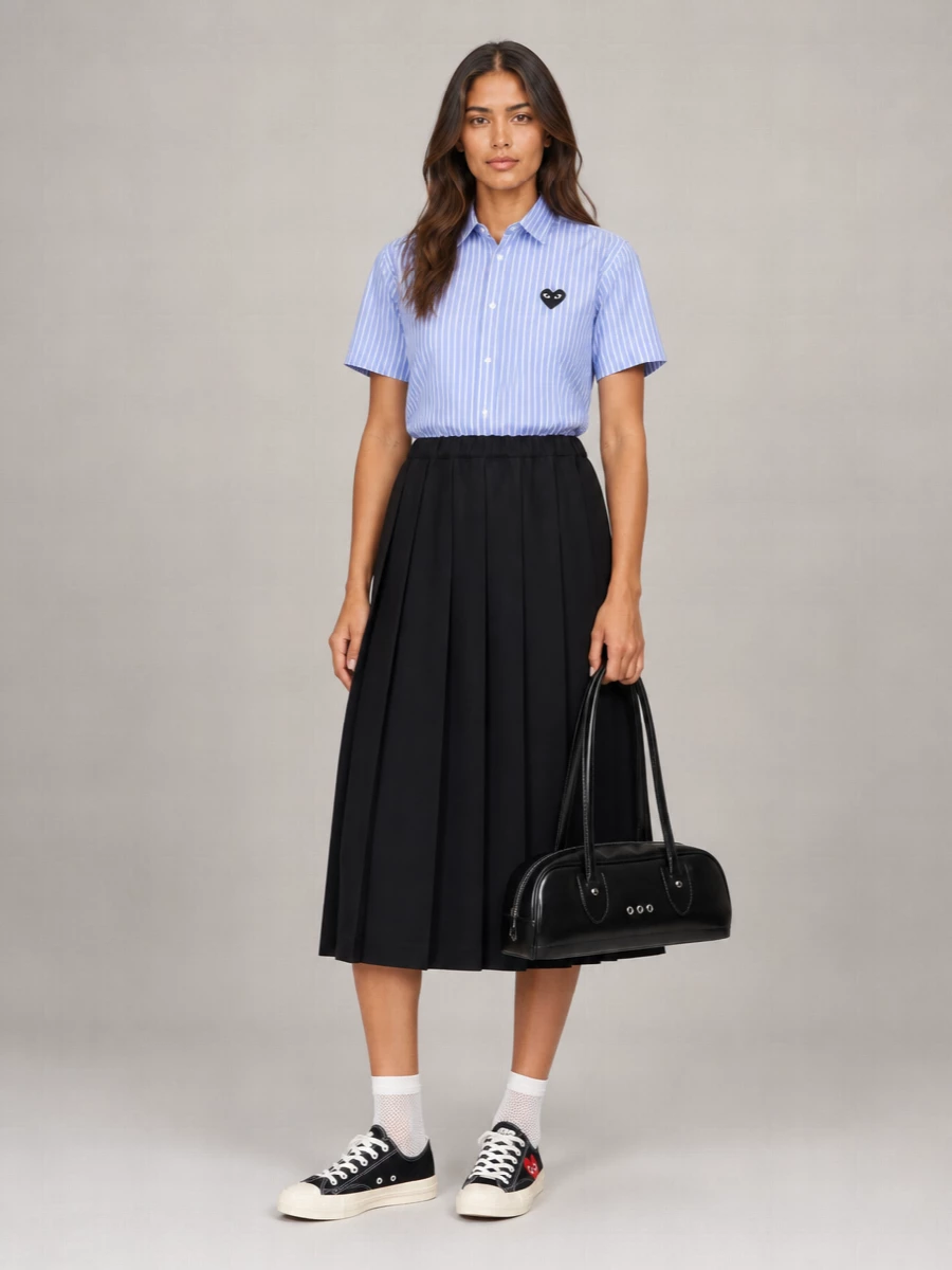 Comme Des Garçons Play Casual Striped Short Sleeve Top