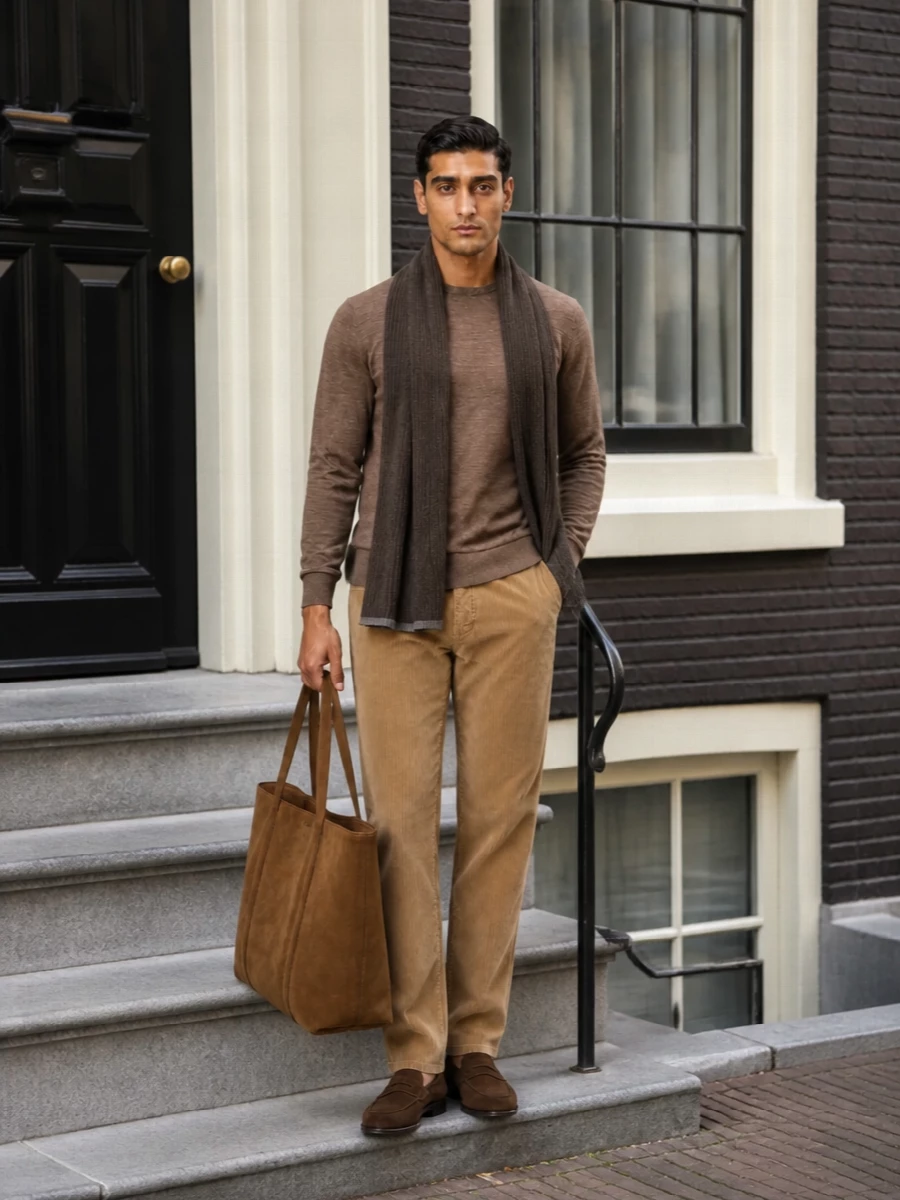 Brunello cucinelli corduroy trousers loafers outfit