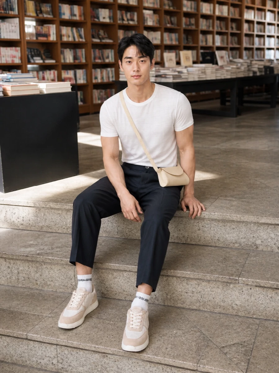 Herno tee pleated trousers hogan sneakers