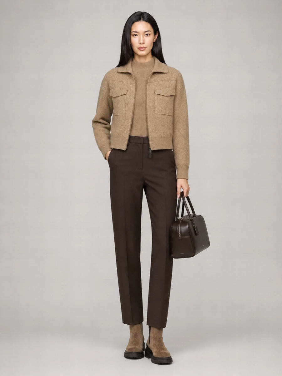 Brunello Cucinelli Wool Cropped Zip-Up Cardigan