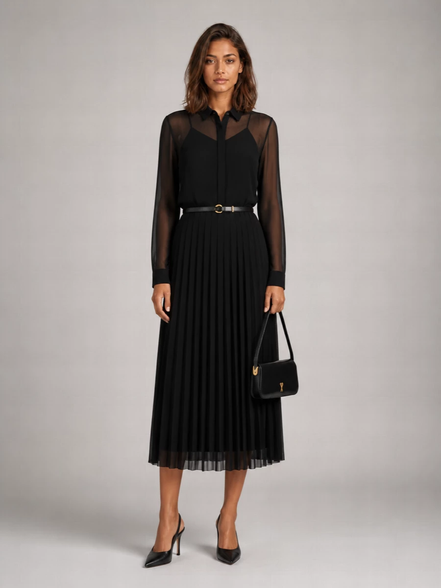 Ami Paris Polyester Shirt Midi Dress