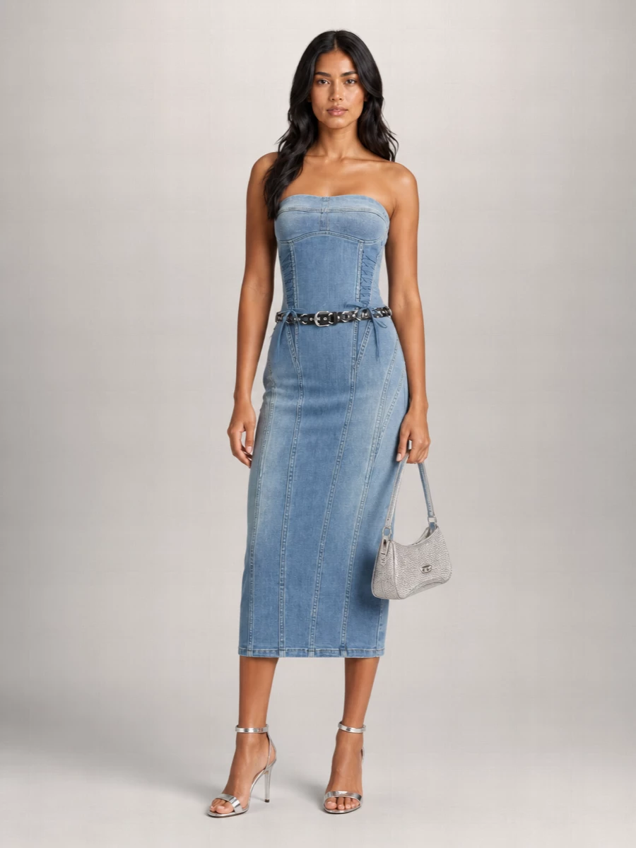 Elisabetta Franchi Denim Midi Dress