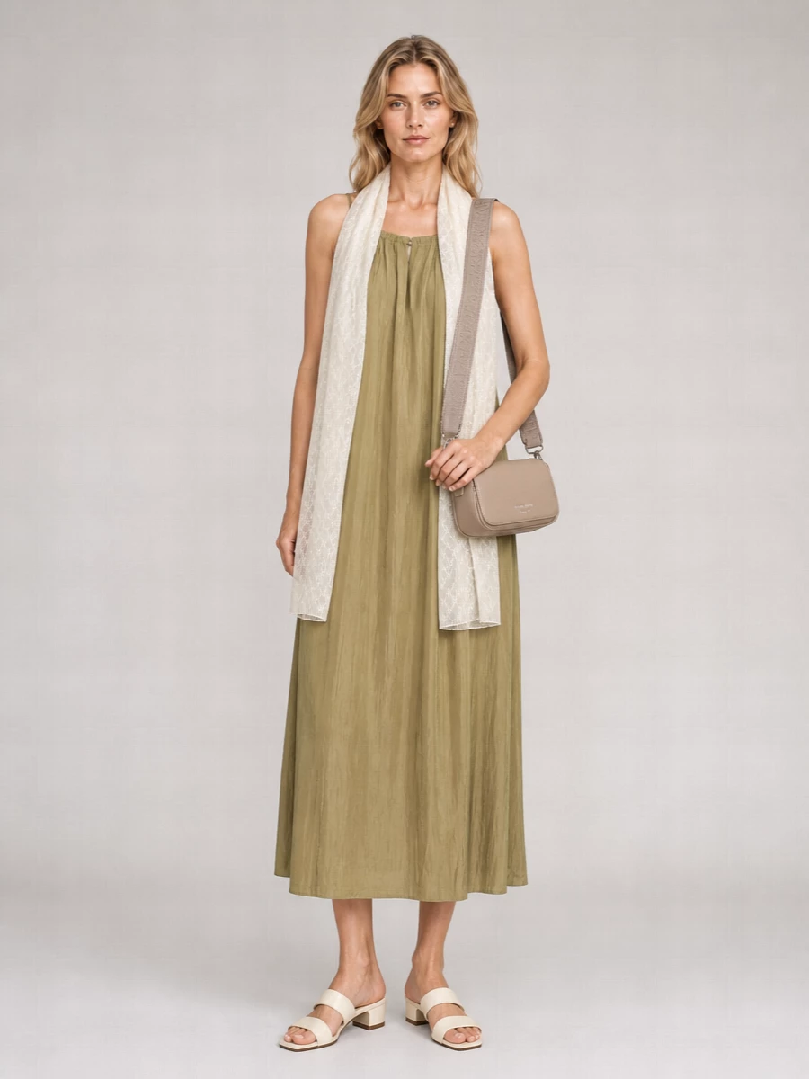Emporio Armani Crinkled Halterneck Sleeveless Midi Dress