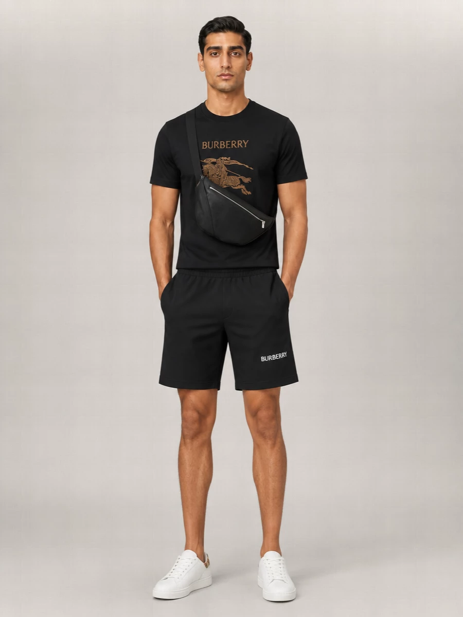 Burberry Cotton Ribbed Crew Neck Short-Sleeve T-Shirt