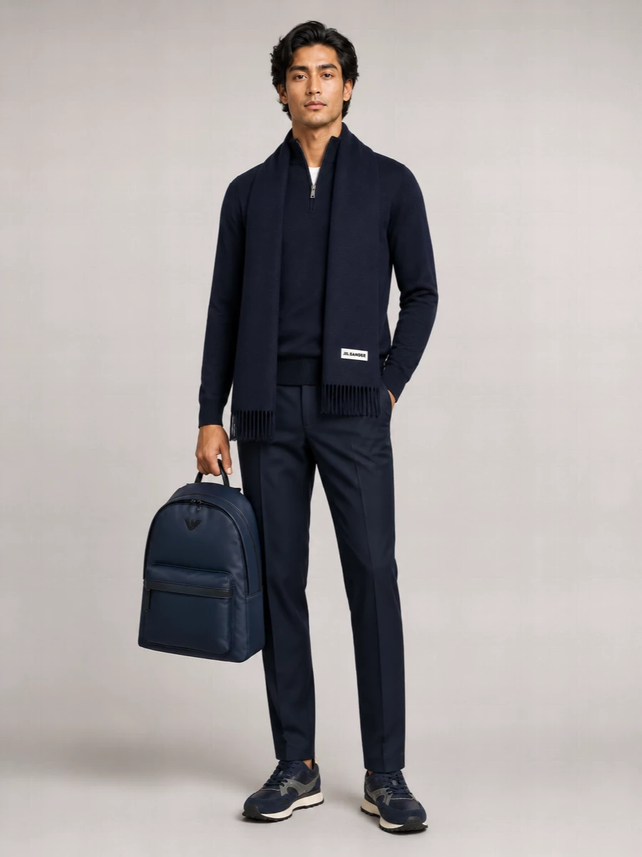 Boss Silk Cashmere Wool Ribbed Half-Zip Mock-Neck Jumper