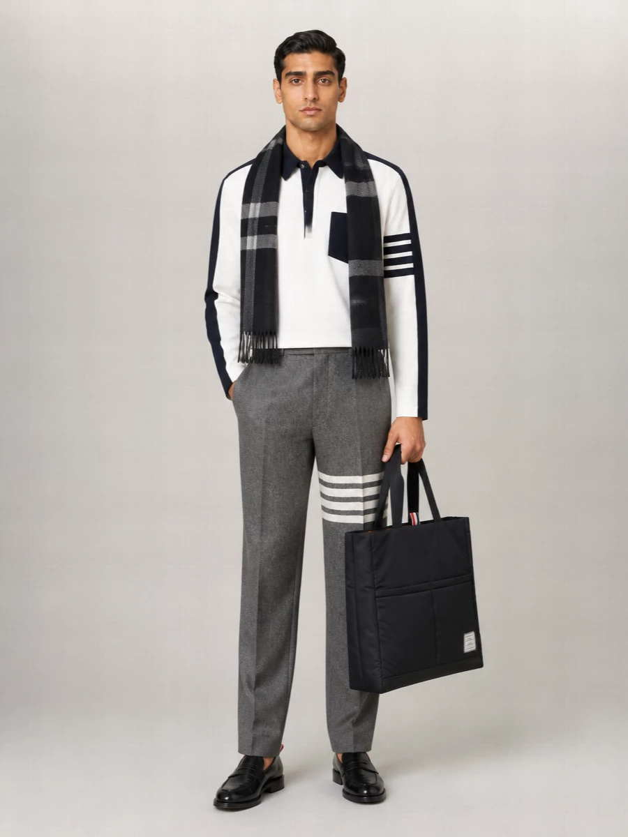 Thom Browne Cotton Oversized Panelled Rugby Polo Shirt