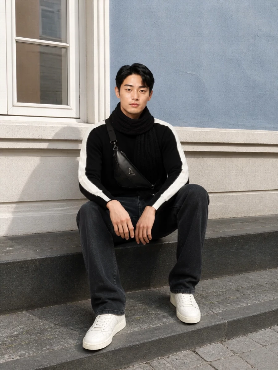 Ambush sweater amiri black jeans white sneakers