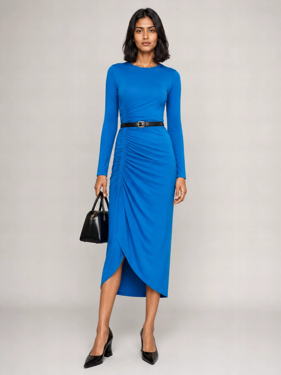 Givenchy Viscose Crepe Draped Midi Dress