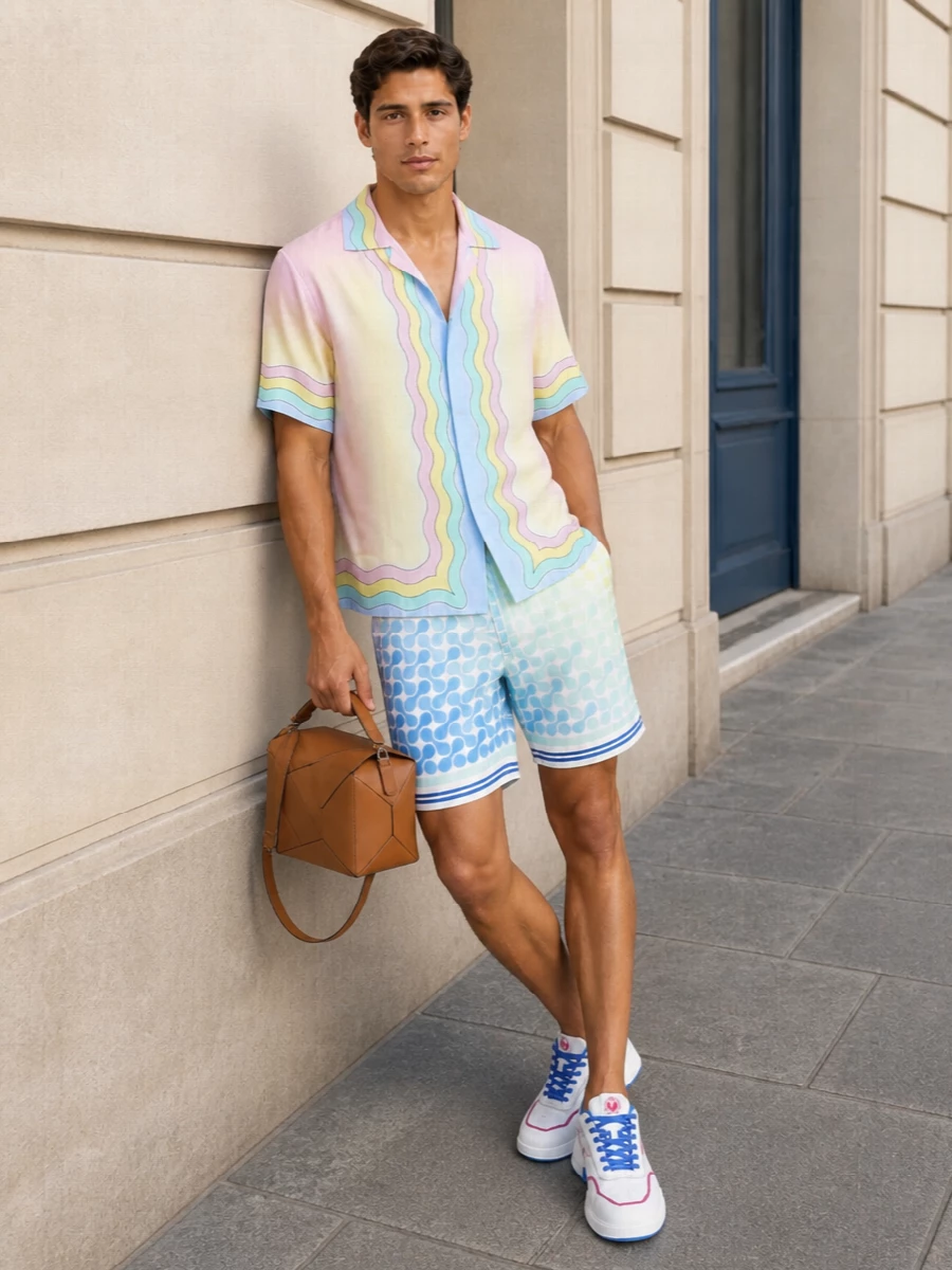 Casablanca resort shirt shorts loewe bag