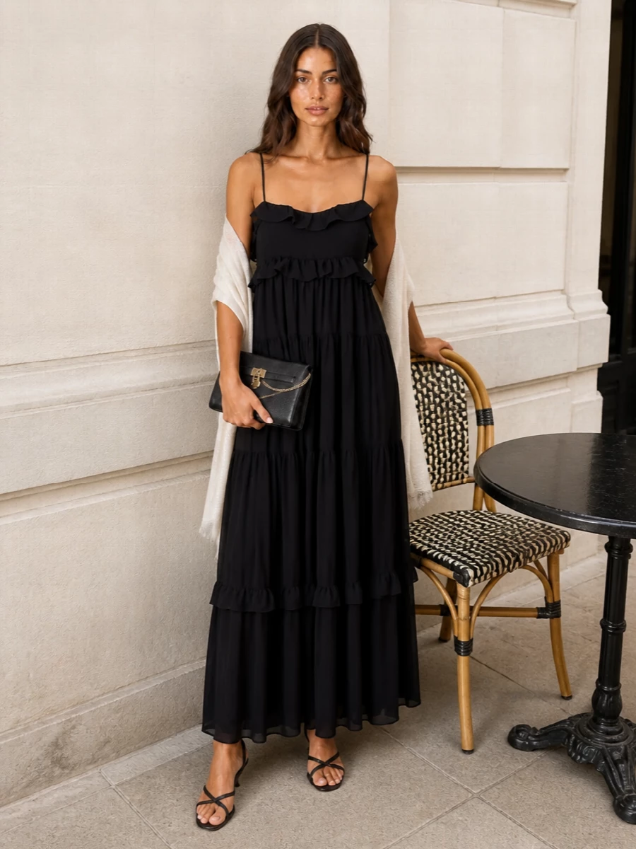 Michael kors black maxi dress kitten heels