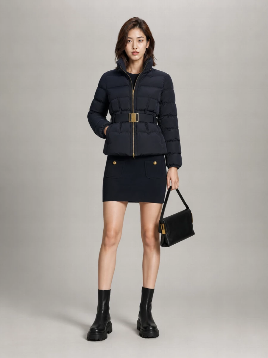 Elisabetta Franchi Down Quilted Belted Hooded Coat