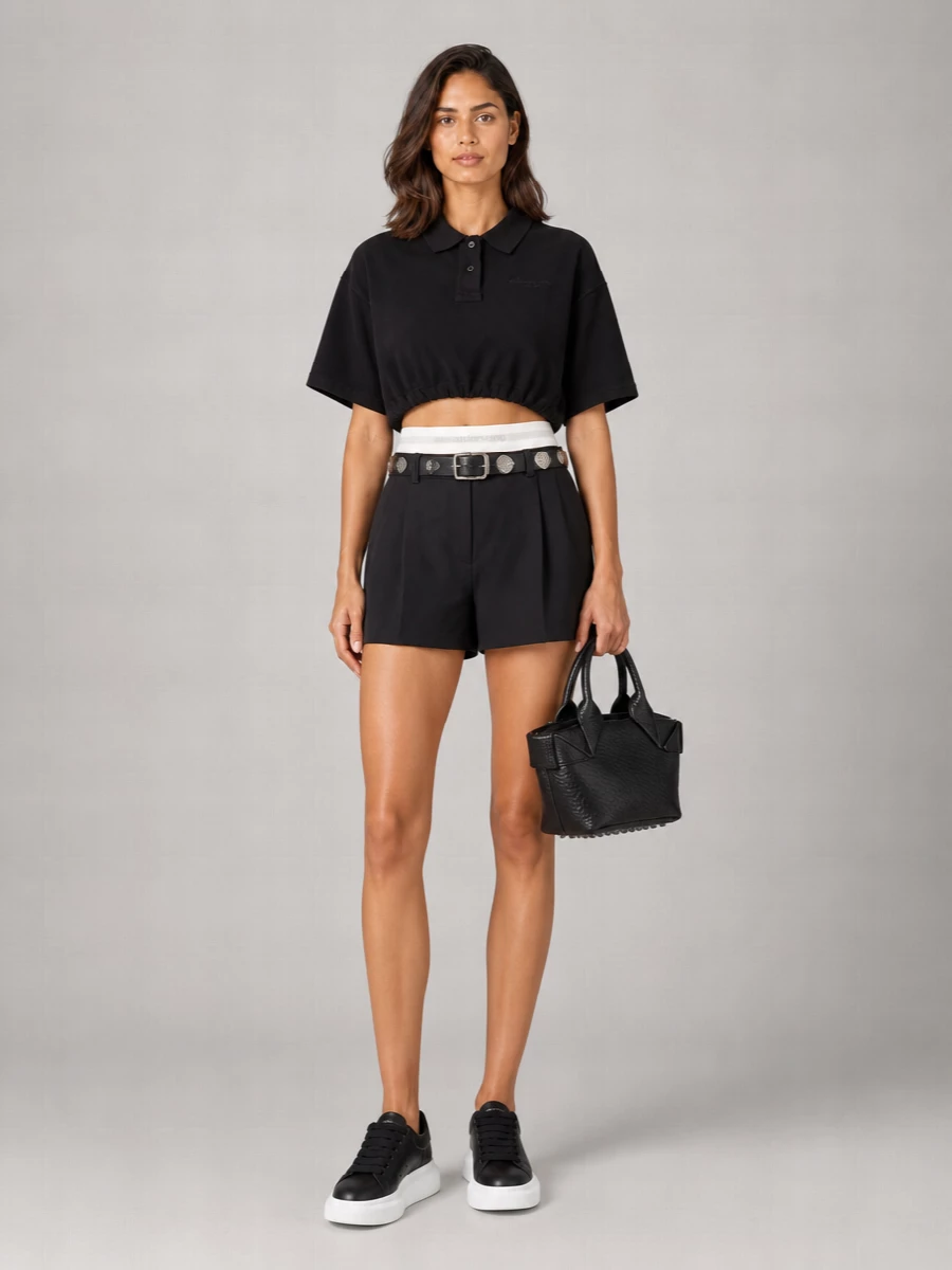 Alexander Wang Elastic Waistband Shorts With Back And Side Pockets