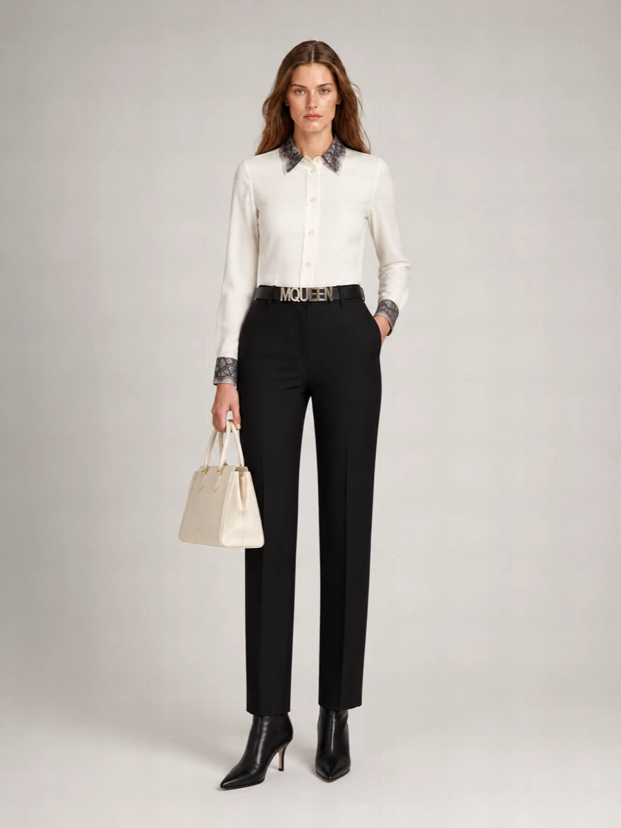 Alexander Mcqueen Silk Long-Sleeve Floral-Lace Shirt