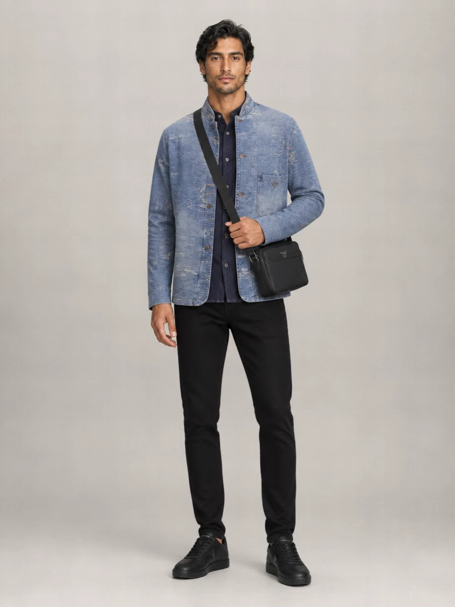 Emporio Armani Single Breasted Cotton Shirt Jacket