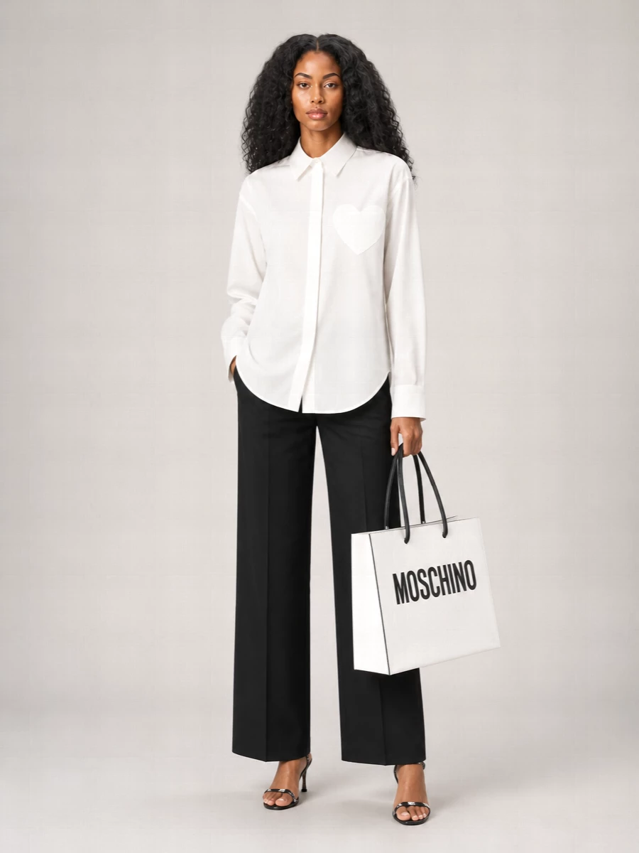 Moschino Leather Top Handle Tote Bag