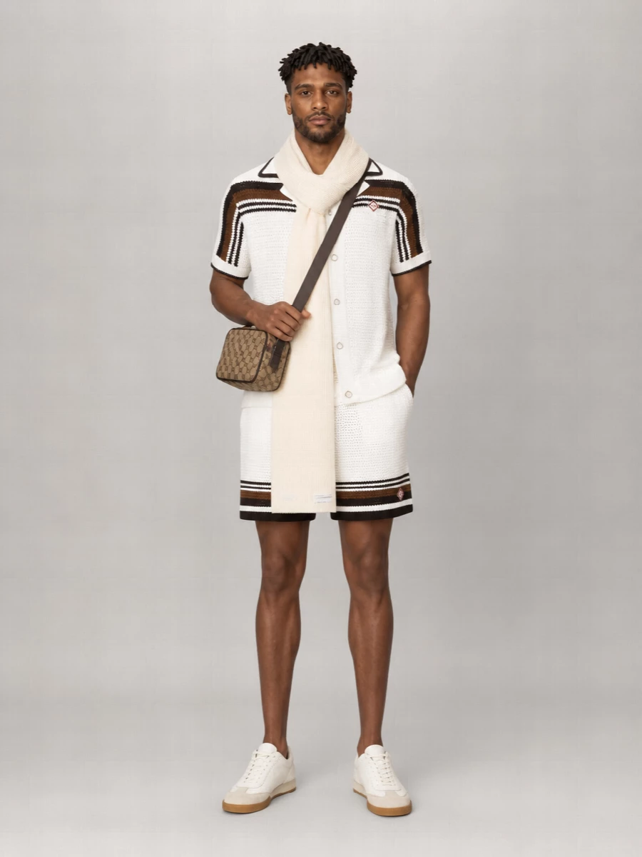 Casablanca Crochet-Knit Short-Sleeve Shirt