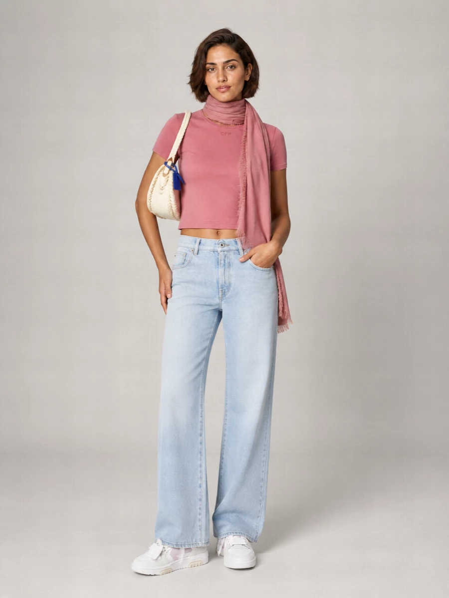 Off-White Cotton Ribbed Cropped Balloon-Sleeve Sweatshirt