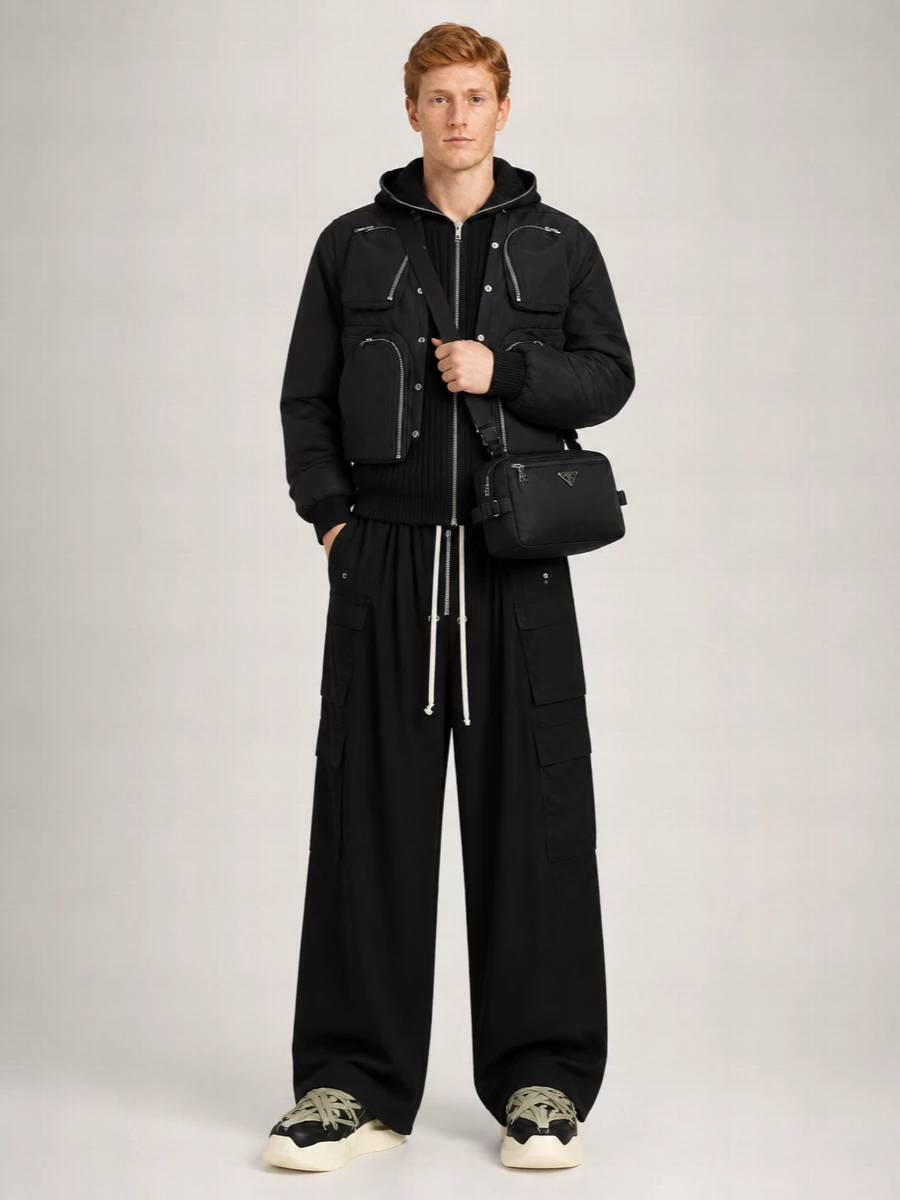 Rick Owens Cropped V-Neck Bomber Jacket