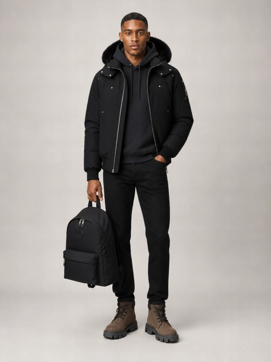Moose Knuckles Down Hooded Bomber Jacket
