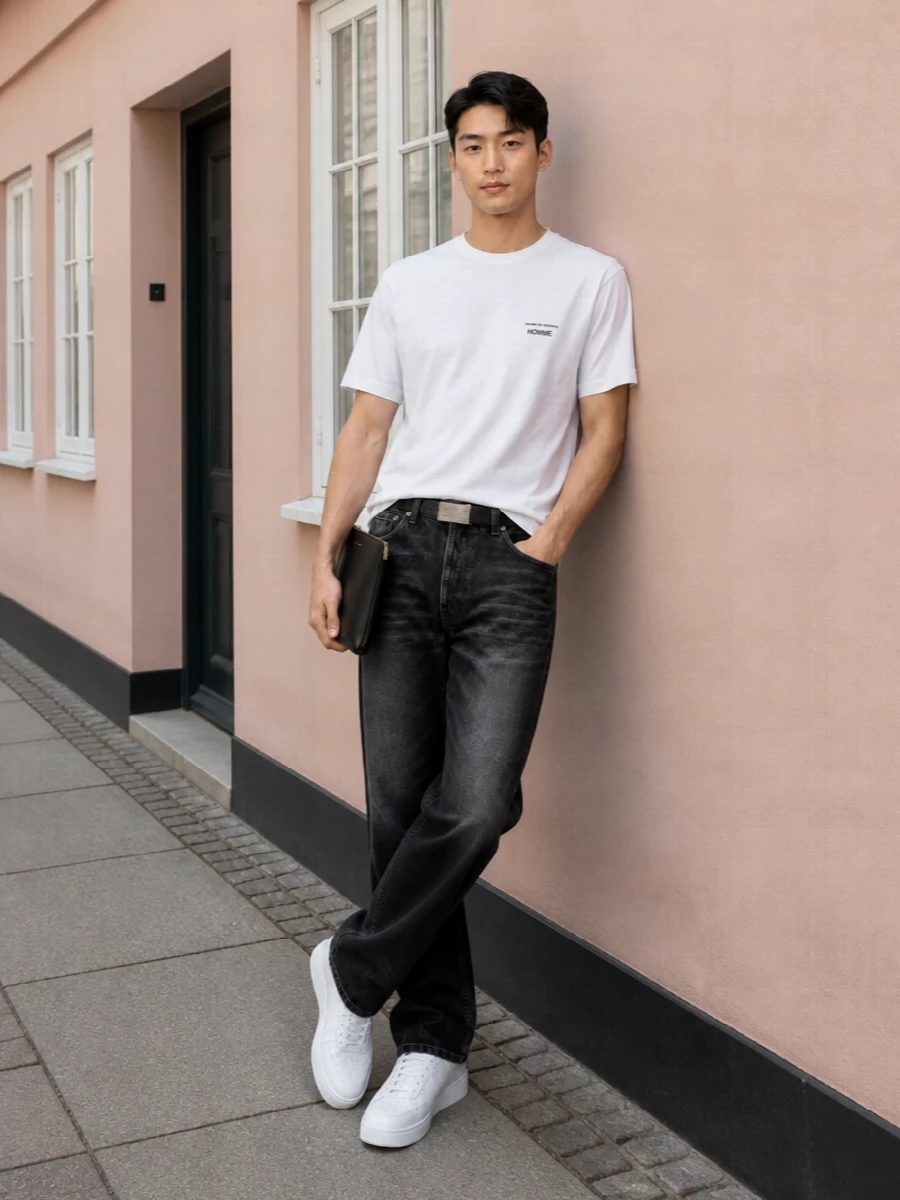Comme des garcons homme tee black jeans outfit