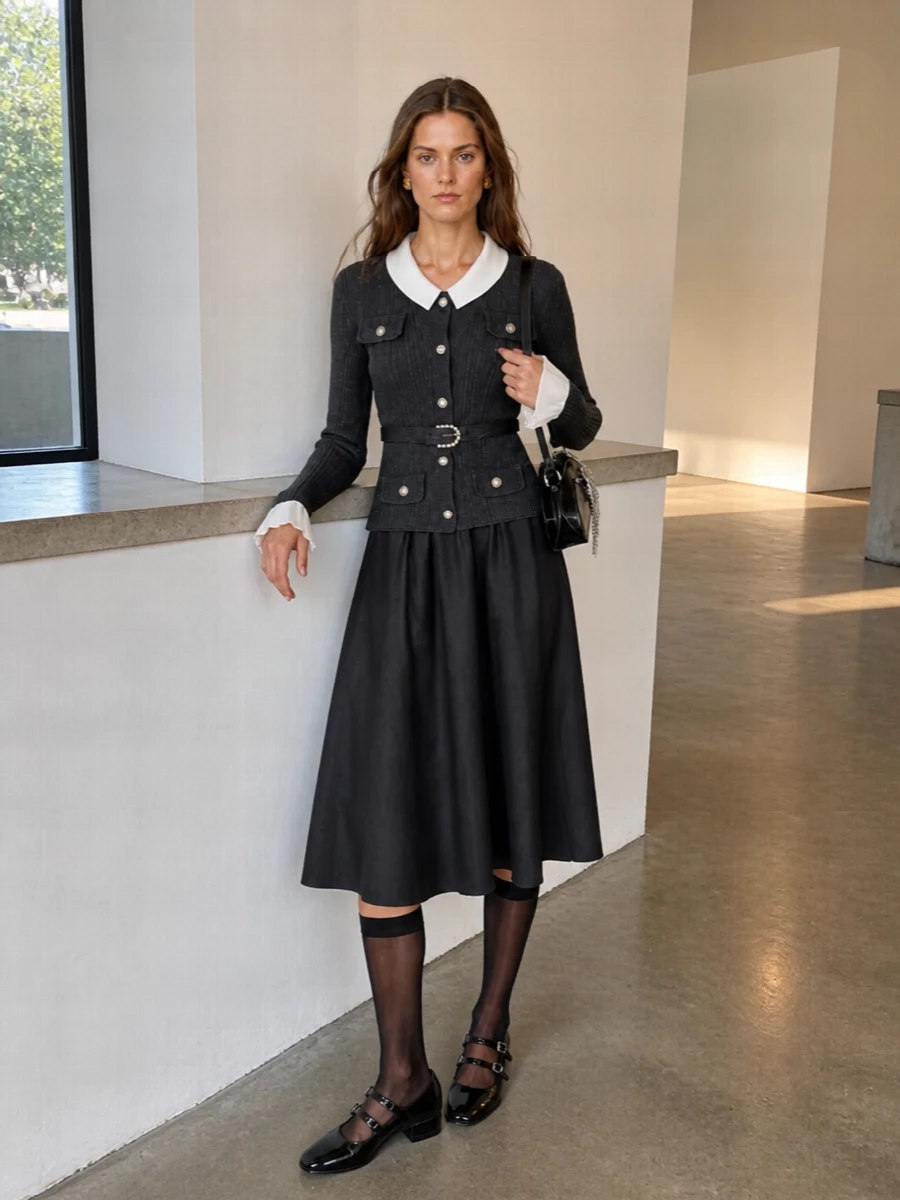 Self portrait knit jacket dress mary janes