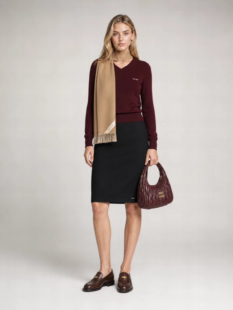 Miu Miu fine-knit v-neck wool jumper