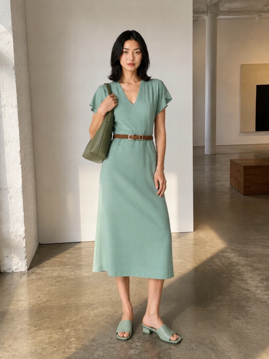 Boss sage midi dress tonal designer accessories