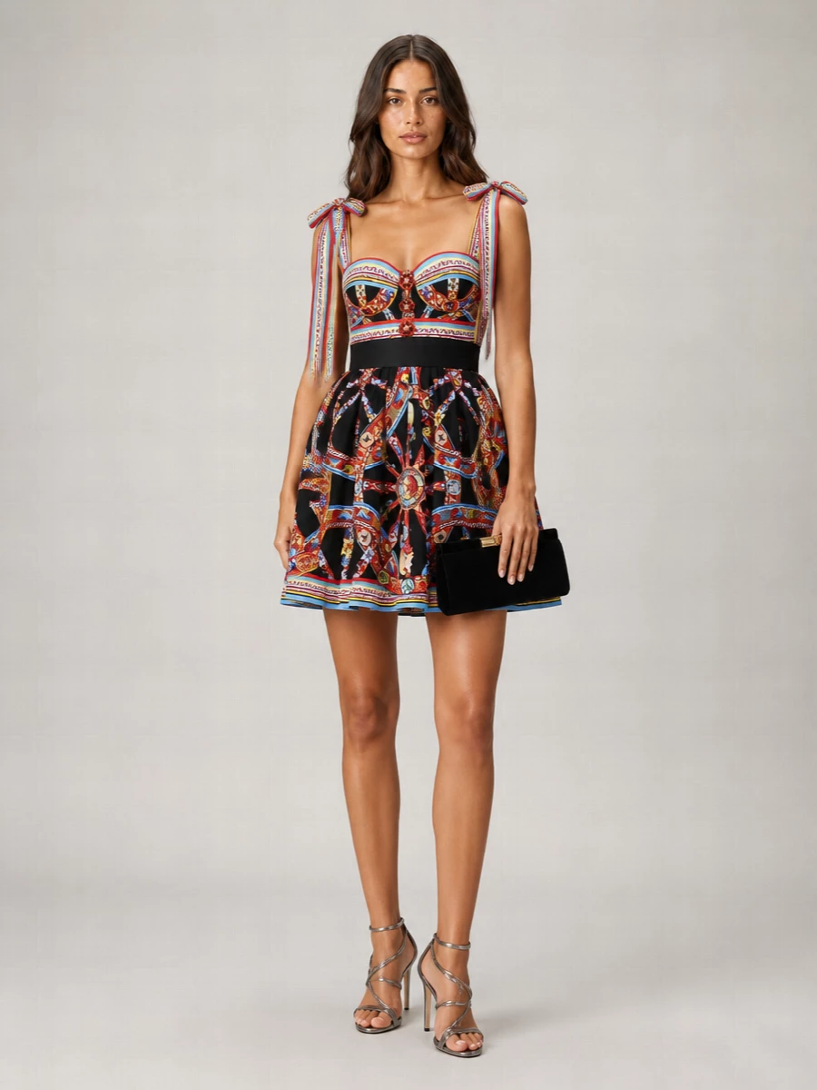 Dolce&Gabbana Cotton Floral Print Mini Dress
