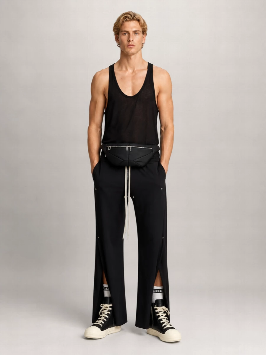 Rick Owens Virgin Wool Wide-Leg Track Pants