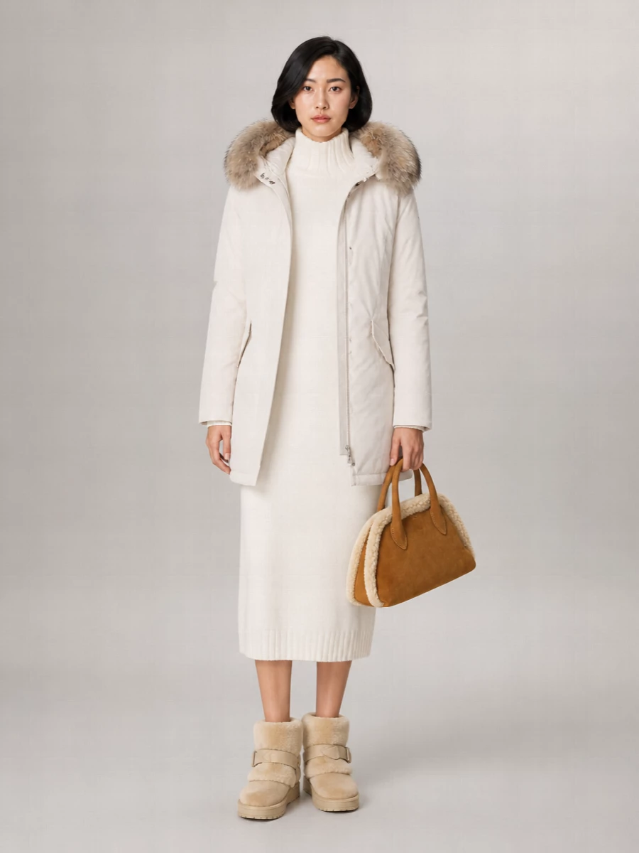 Woolrich Fur Trimmed Longline Puffer Parka