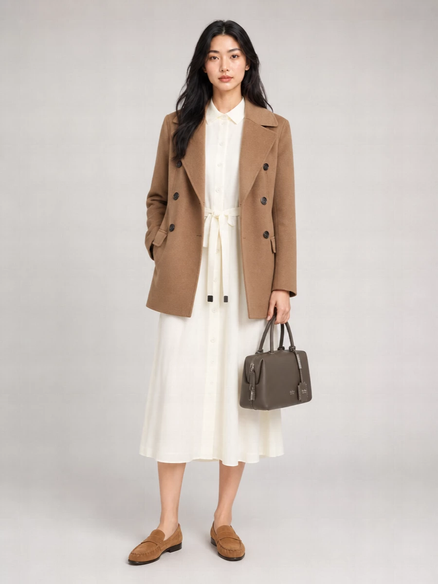 S Max Mara Virgin Wool Double-Breasted Short Pea Coat