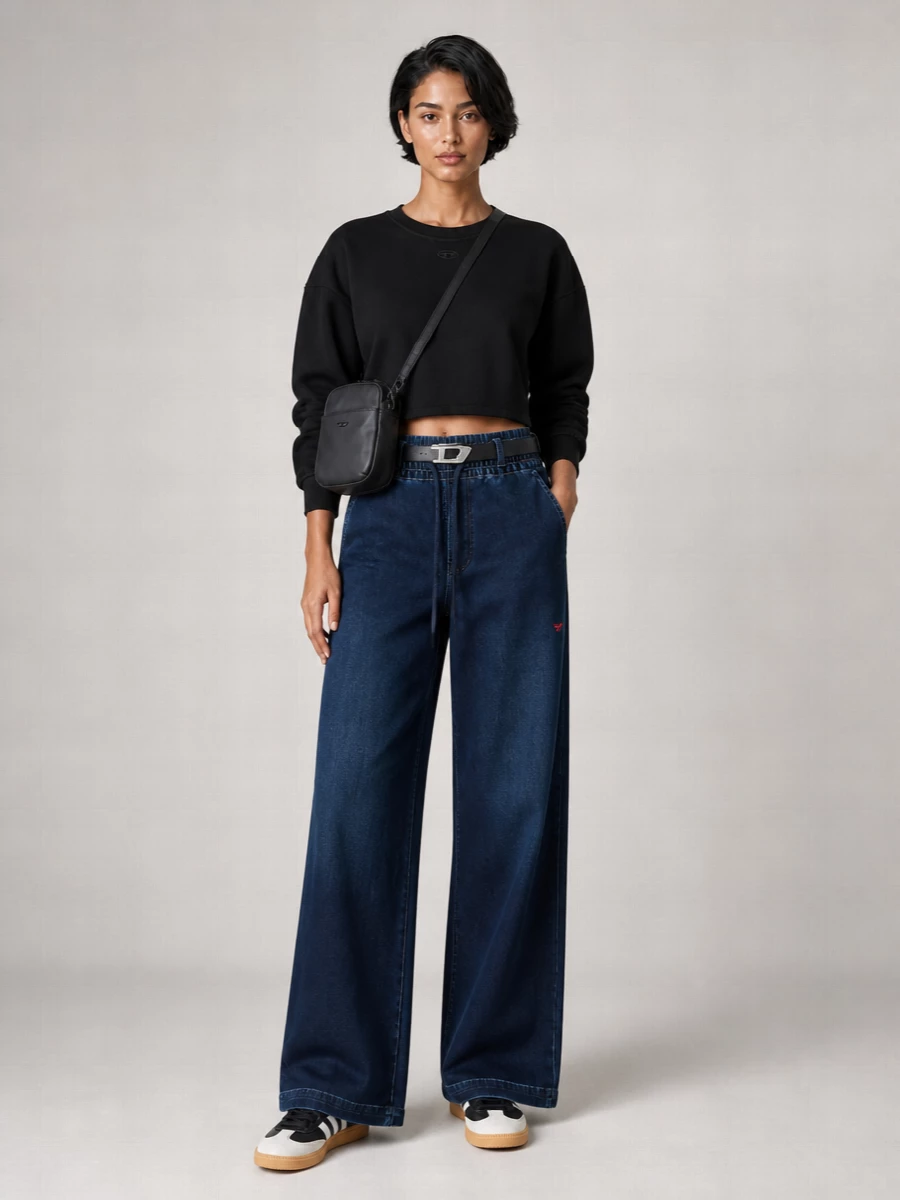 Diesel High-Rise Wide-Leg Denim Trousers