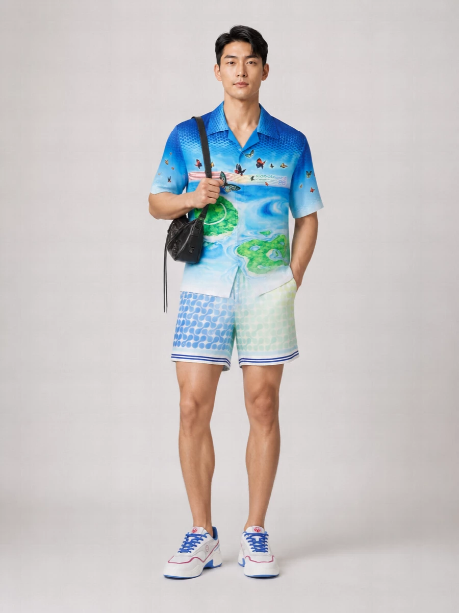 Casablanca Silk Printed Short-Sleeve Shirt