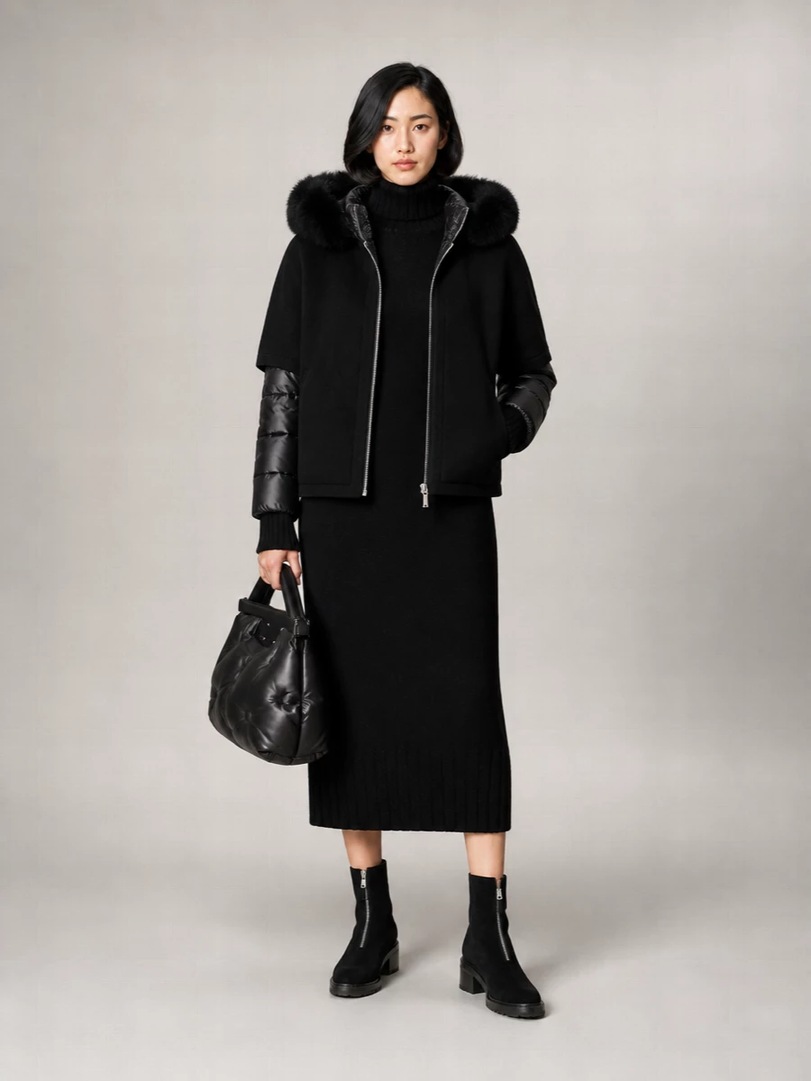 Moorer Cashmere Wool Hooded Quilted Down Coat