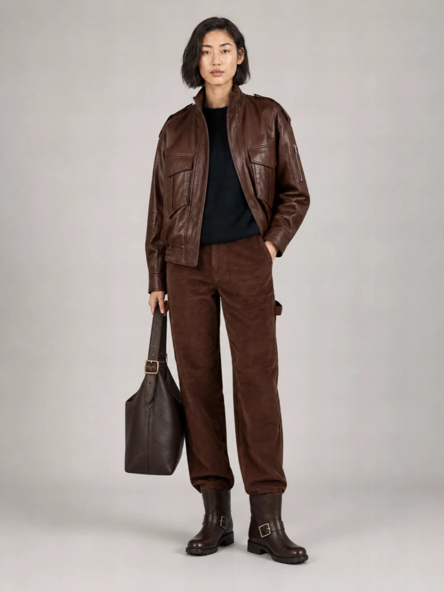 The Frankie Shop lamb leather bomber jacket