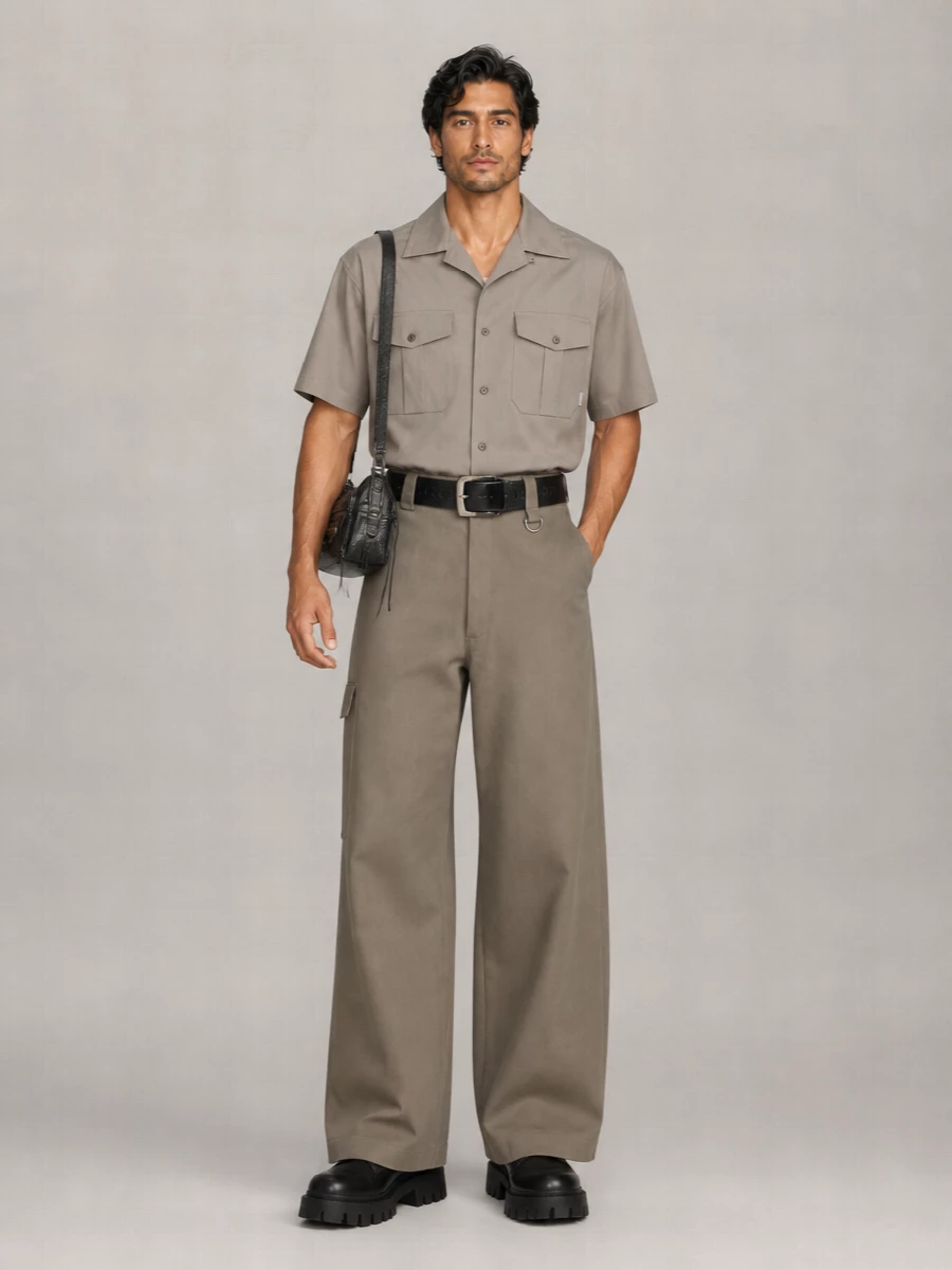 Balenciaga Cotton Loose-Fit Wide-Leg Cargo Trousers