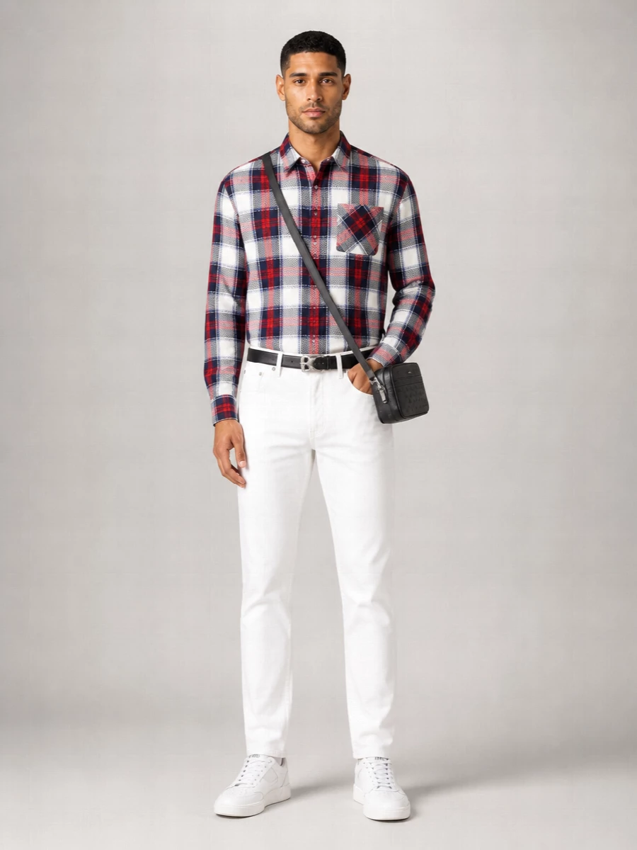 Celine Checked Cashmere Long-Sleeve Overshirt