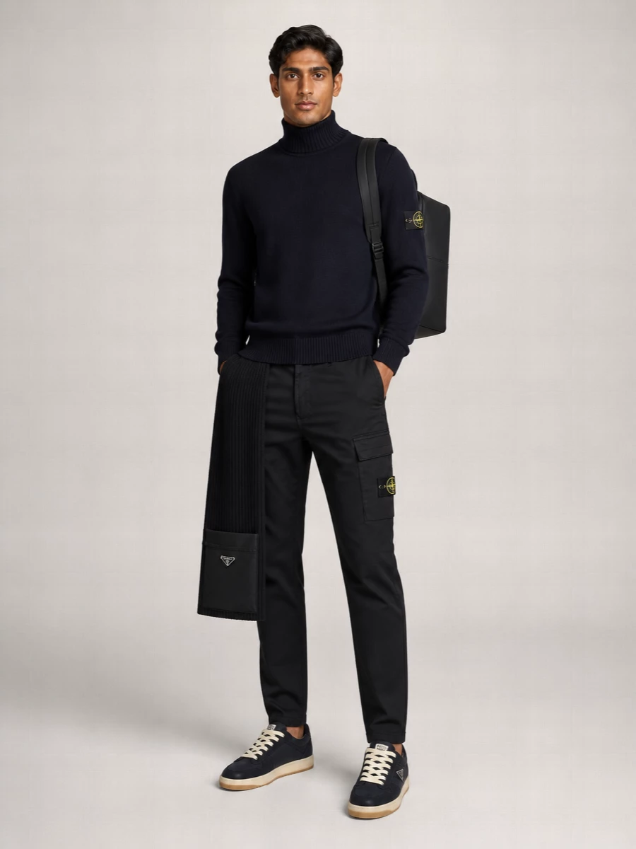 Stone Island Cotton Ribbed Turtleneck Sweater