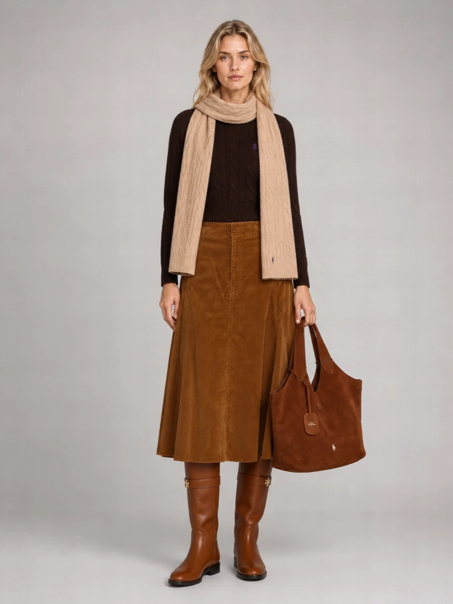 Ralph Lauren Wool Cashmere Ribbed Crewneck Sweatshirt