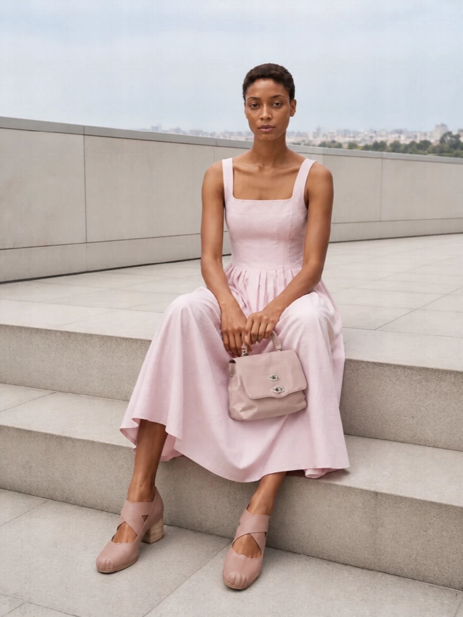 S max mara blush midi dress uma wang pumps