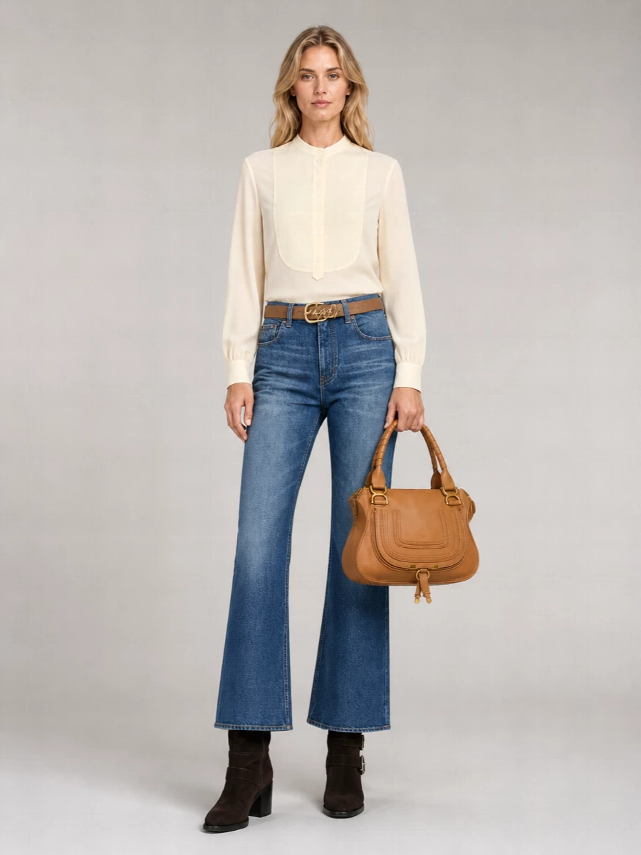 Chloé Denim High-Rise Straight-Leg Slit Jeans
