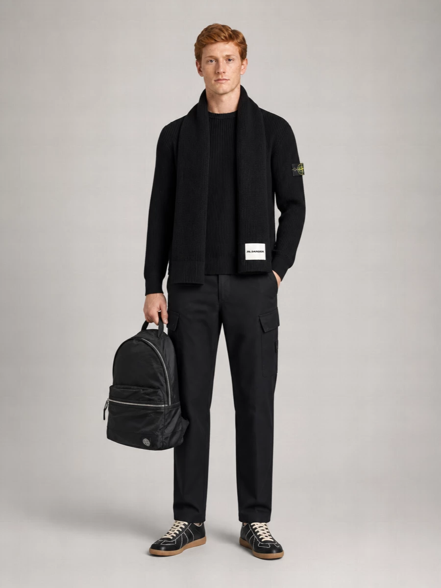 Stone Island Ribbed Virgin Wool Crewneck Sweater
