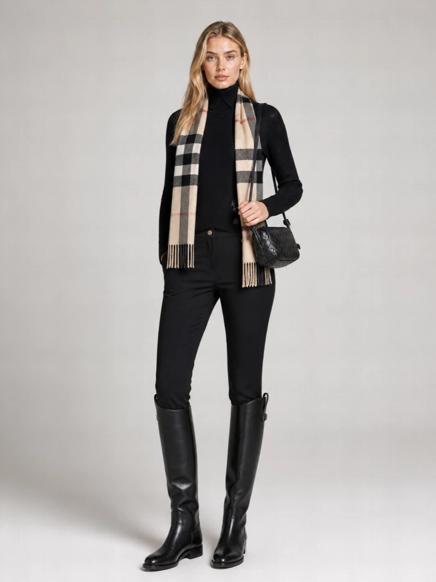 Burberry Ribbed Wool Alpaca Blend Turtleneck Sweater